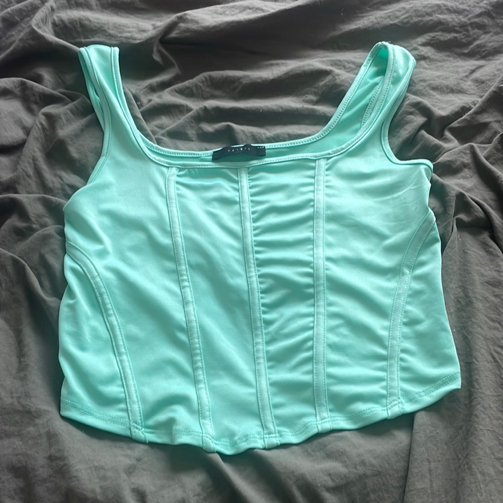 Crop tank top, teal, never worn, five below find